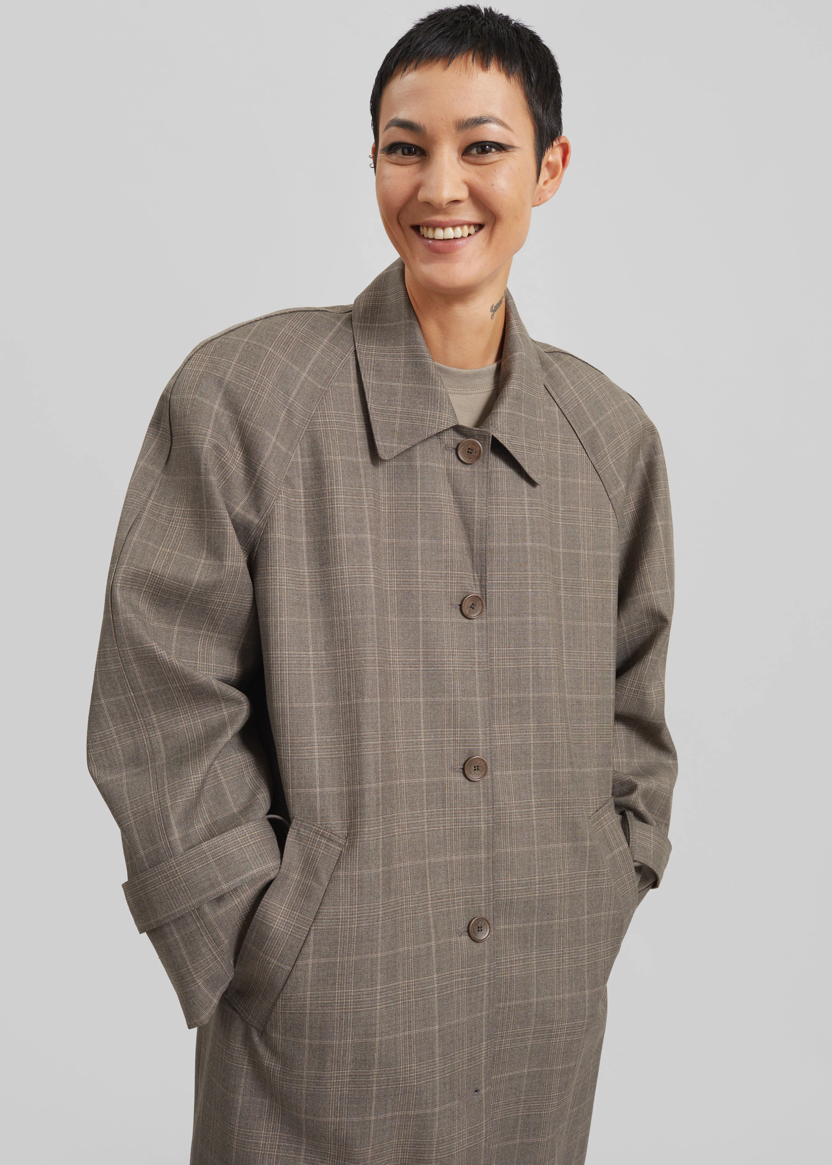 Viana Trench Coat - Brown Glen Plaid - Image 5