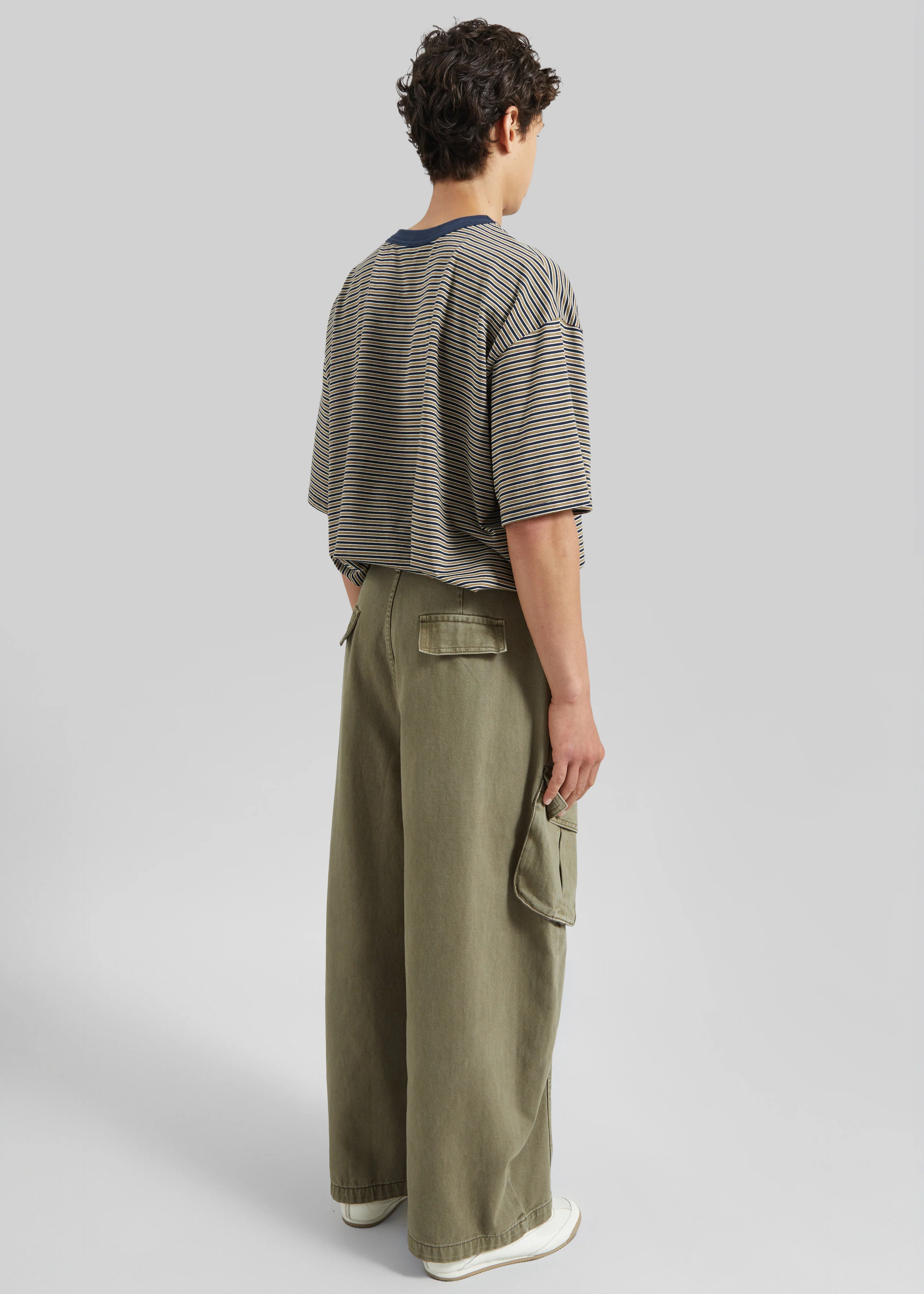 Wallace Oversized T-Shirt - Beige/Navy Stripe - Image 7
