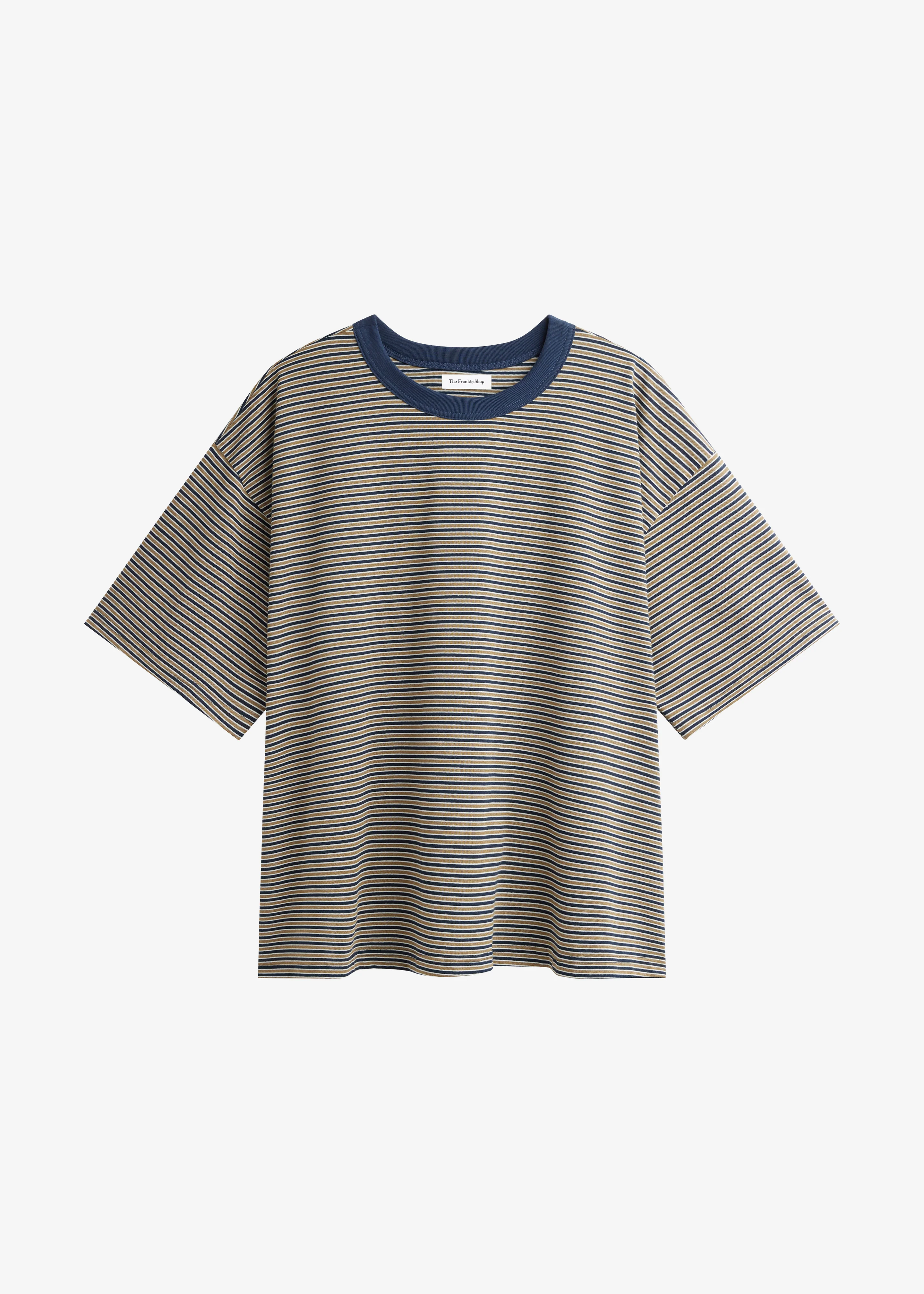 Wallace Oversized T-Shirt - Beige/Navy Stripe - Image 8