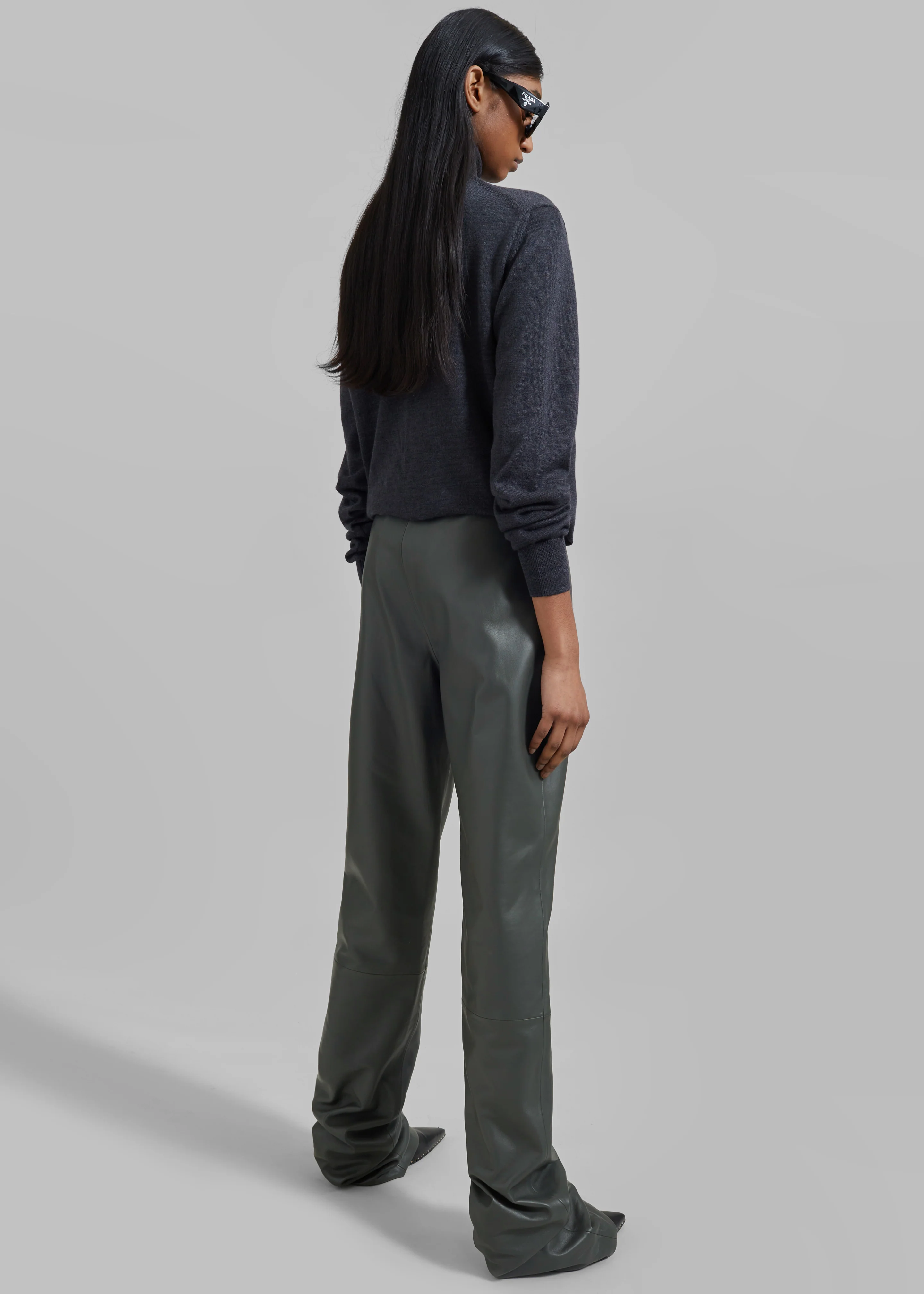 Ziggy Long Leather Pants - Light Khaki - Image 6